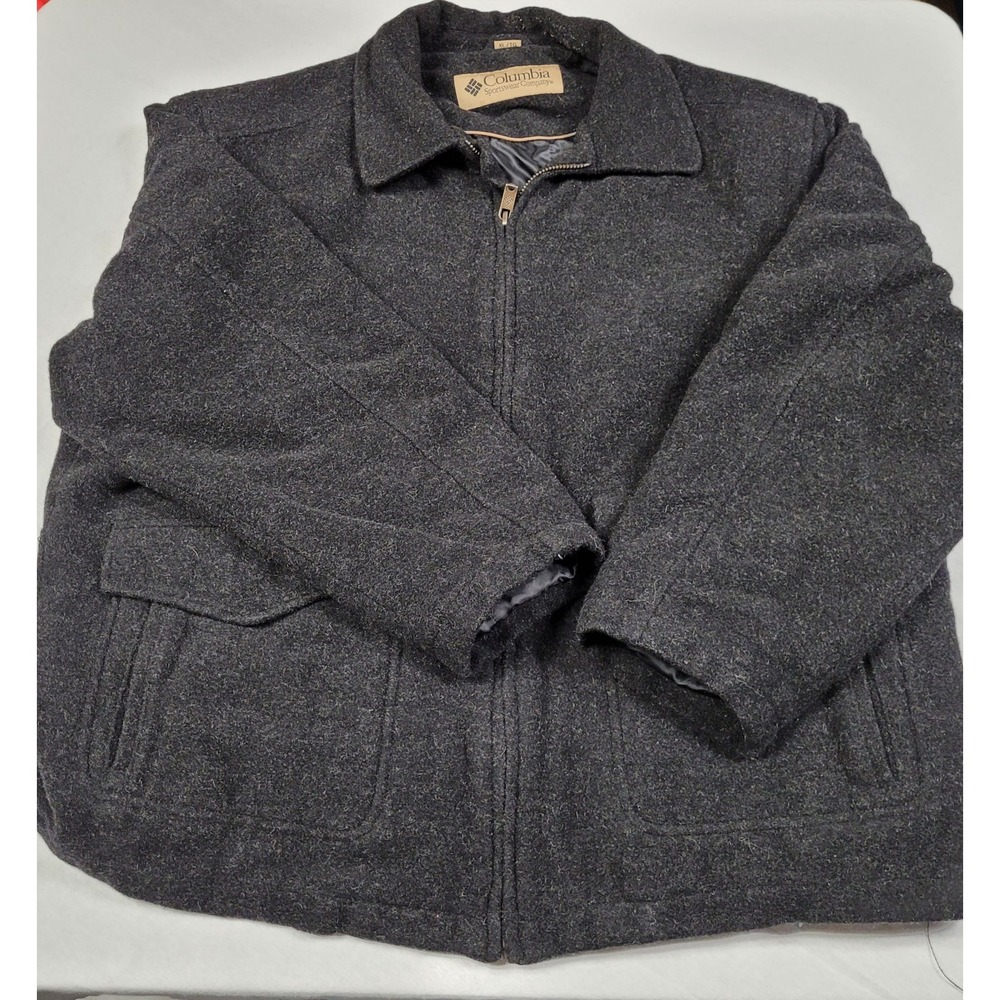 Vintage Columbia Sportswear Wool Jacket Men's XL Charcoal Gray Full Zip Lined